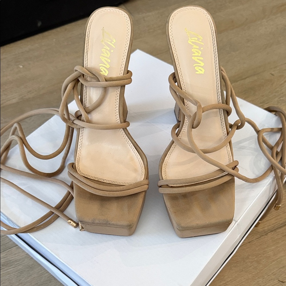 Liliana Beige Strappy Women's Heels